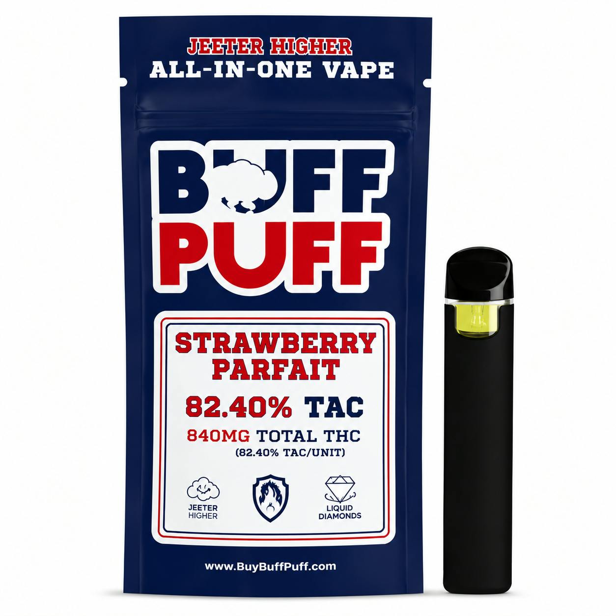 Buff Puff - .5g Live Resin Disposable - Strawberry Parfait