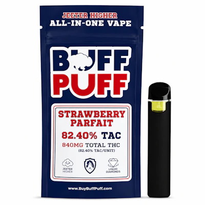 Buff Puff - .5g Live Resin Disposable - Strawberry Parfait - DISPOSABLES by Buff Puff at King of Budz