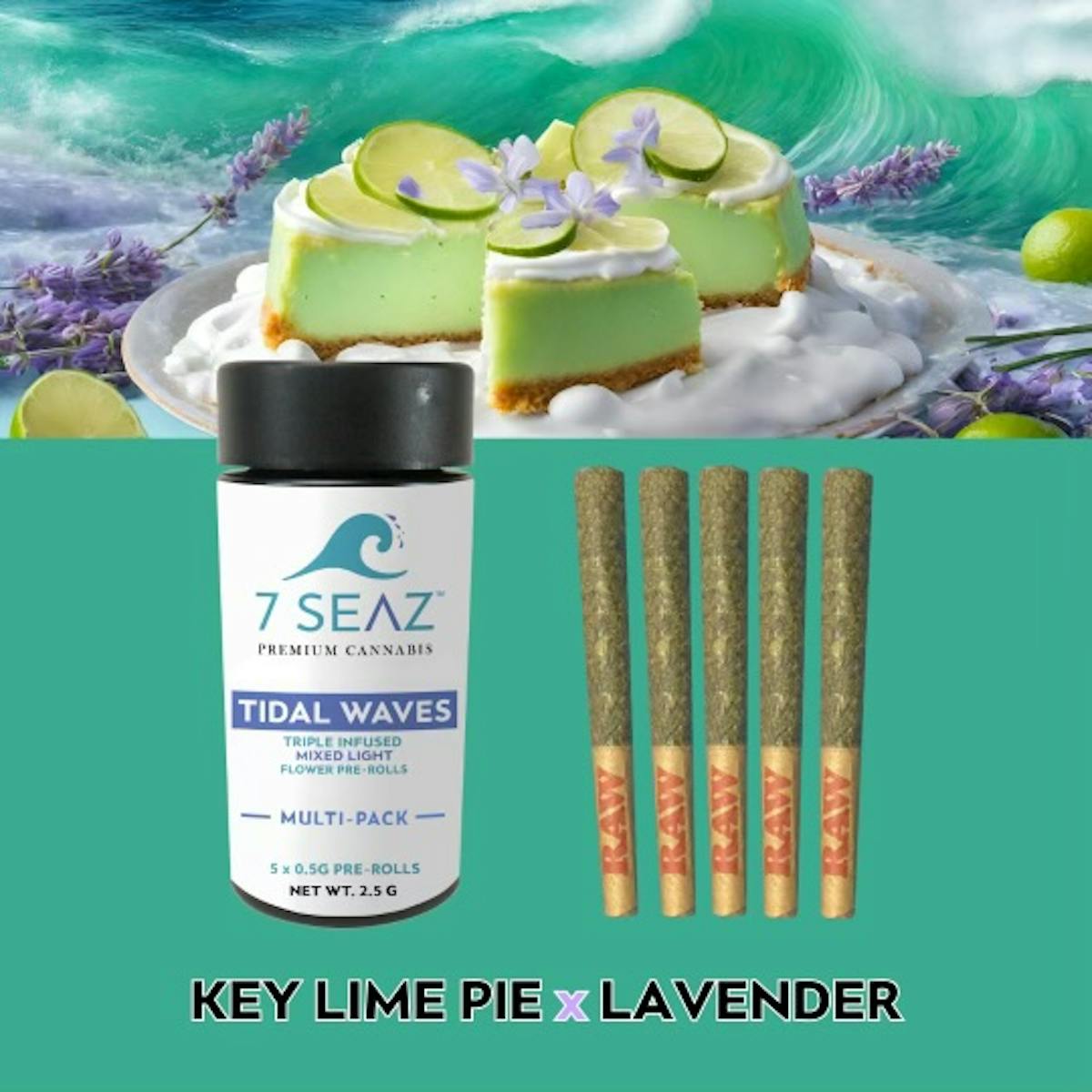 Photo of 7 Seaz – Tidal Waves Key Lime x Lavender – 5pk