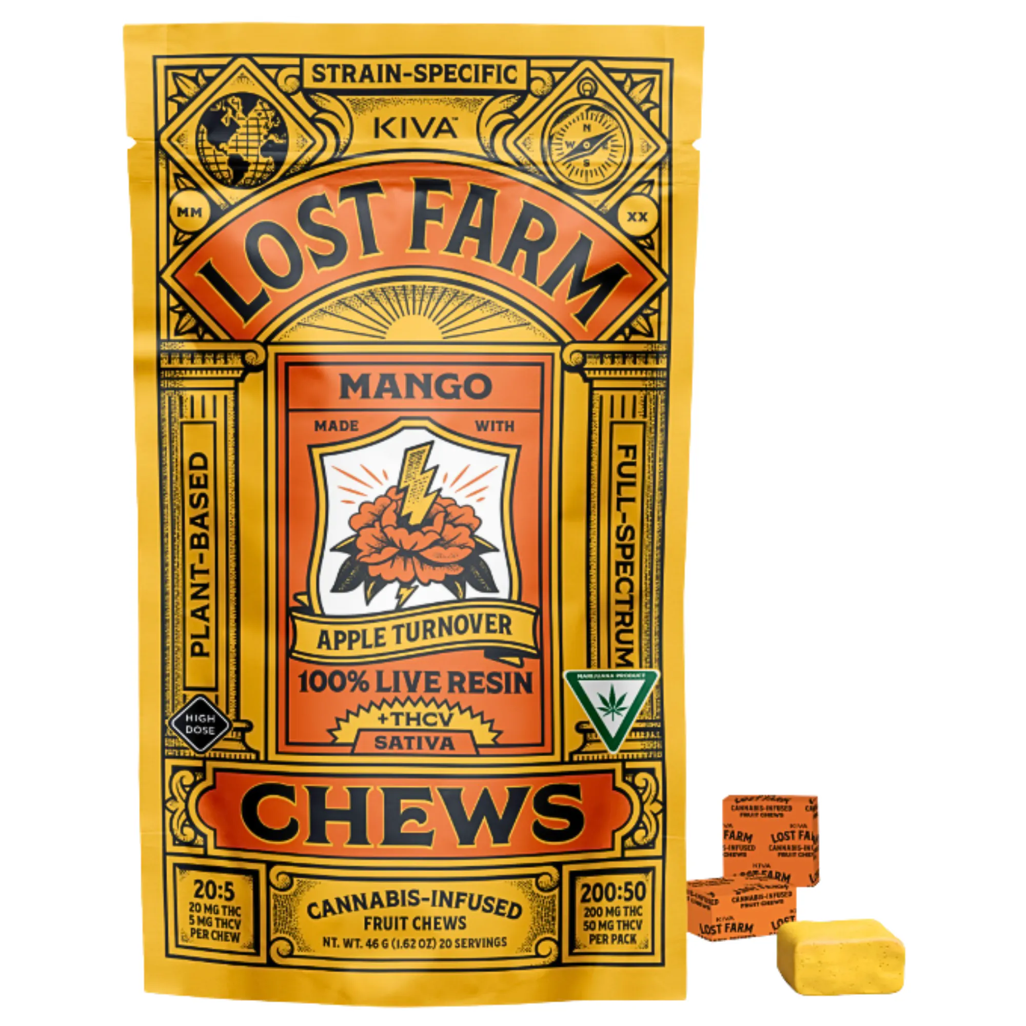Lost Farm Mango Live Resin Fruit Chews 200mg THC : 50 THCV at The