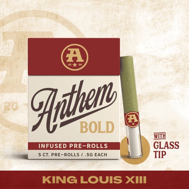 Product Infused Glass Tip Prerolls | King Louis XIII (I) | 0.5g  5pk total) | Anthem Bold