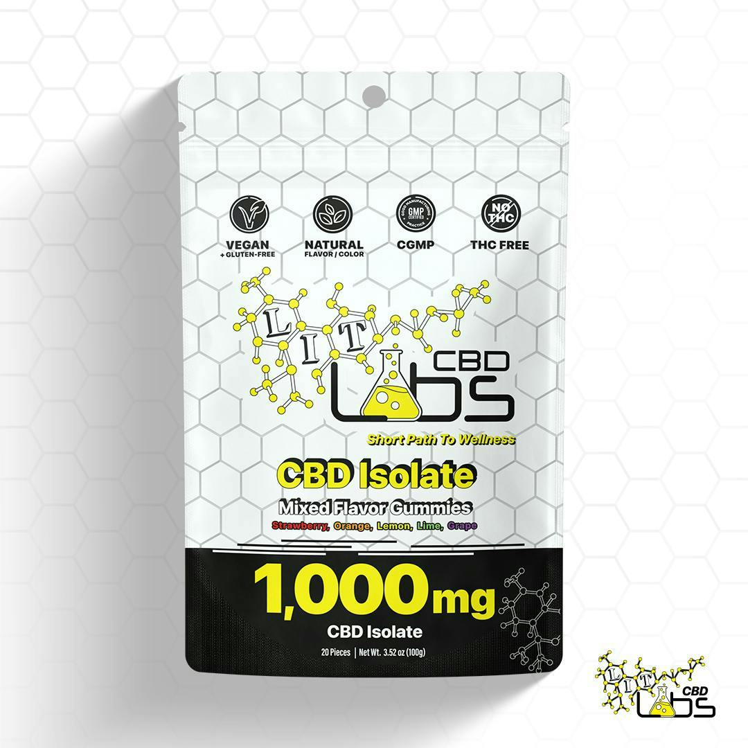 Lit Labs - 1,000mg CBD Isolate Gummies - Mixed Flavor