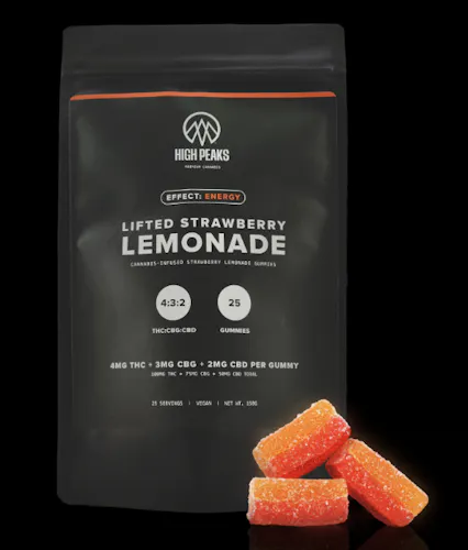 High Peaks | Lifted Strawberry Lemonade | 4mg THC : 8mg CBG : 2mg CBD Gummy | 25-pk-1