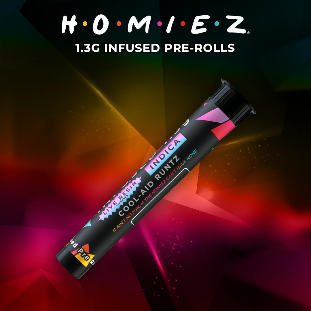 Product: Homiez | Cool-Aid Runtz | Infused Pre-roll | 1.3g | Indica
