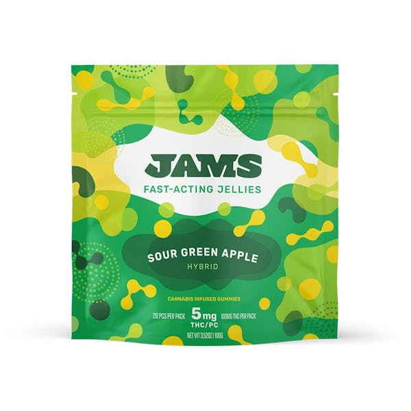 Sour Green Apple Fast Acting Jellies (H) - 100mg (20 Pack) - Jams