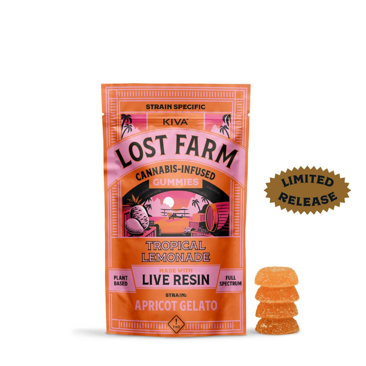 Kiva Lost Farm Apricot Gelato Tropical Lemonade Live Resin Gummies 10pk