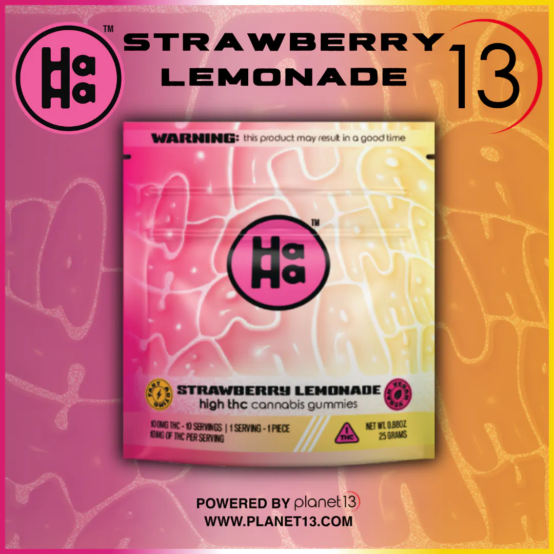 HaHa Strawberry Lemonade 100mg Gummies at Planet 13 Las Vegas