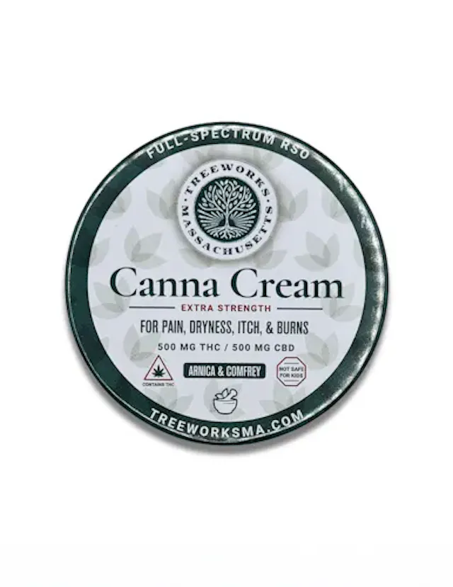 Treeworks Canna Cream Extra Strength 1 THC : 1 CBD 60ml/500mg (hybrid, lotions, .5g)