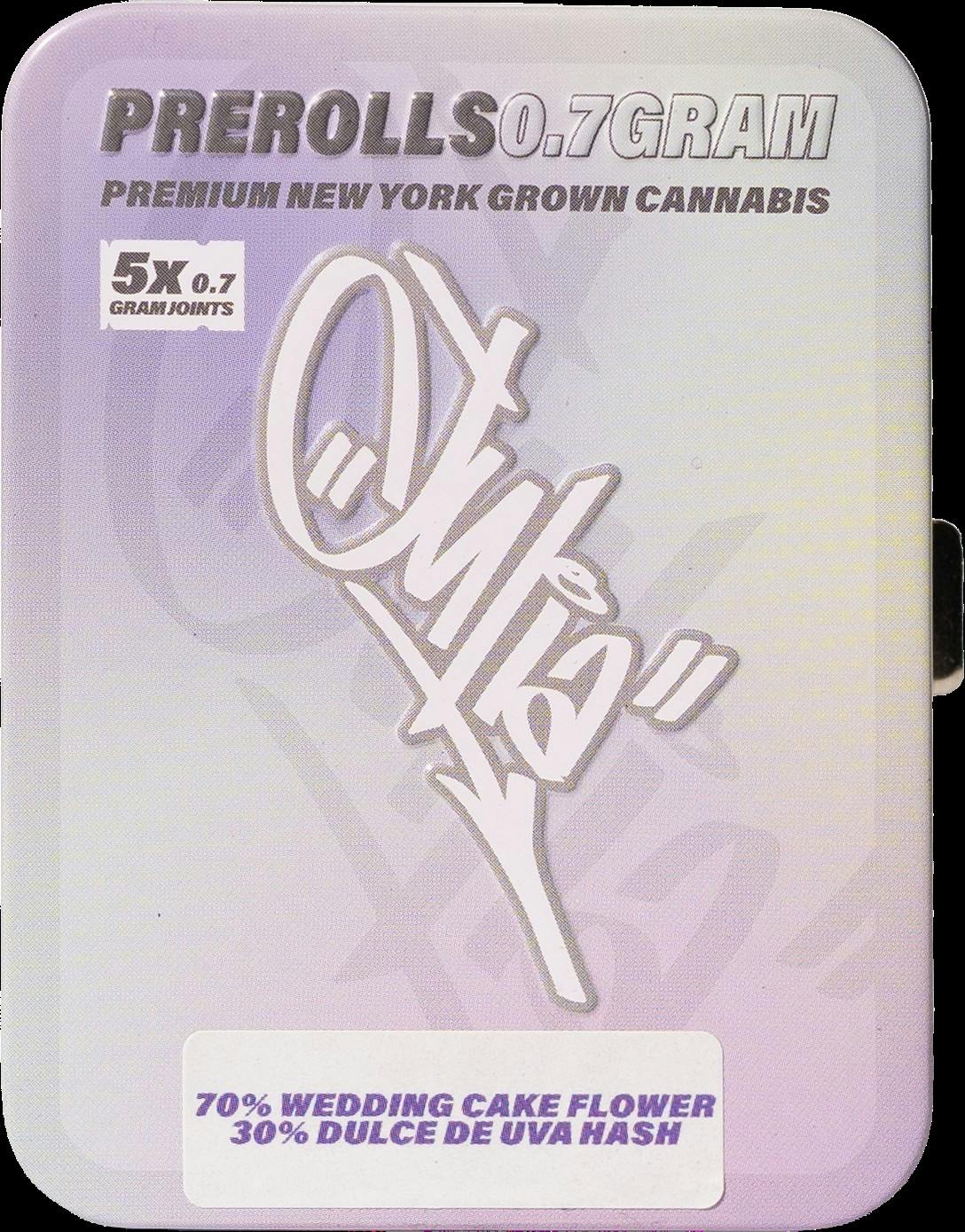 Julia | Infused Prerolls | Hash Infused | Wedding Cake X Dulce De Uva Hash | .7g | 5 Pack | 3.5g | Indica | THC 36.55% Julia