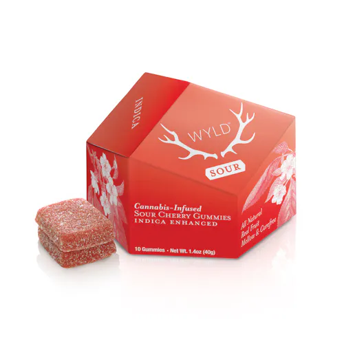 200mg | Sour Cherry Indica Enhanced Gummies-active