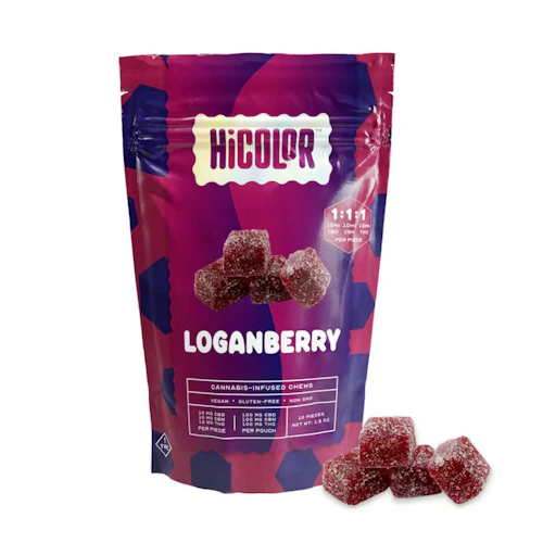 HICOLOR - 100mg Gummies 1:1:1 THC/CBD/CBN - Loganberry