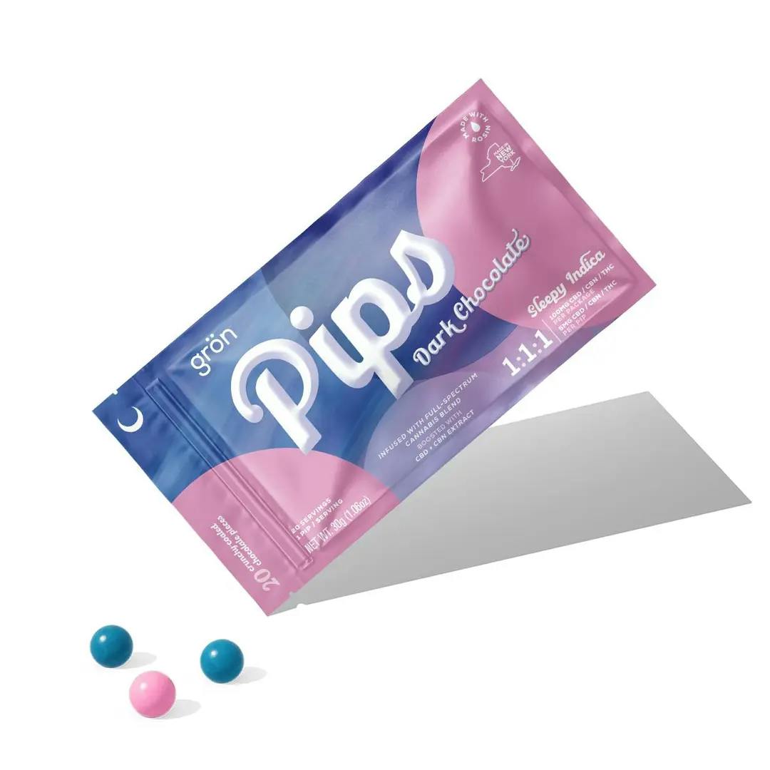 Pips - 100mg Crunchy Chocolate Bites 1:1:1 THC/CBD/CBN - Dark Chocolate
