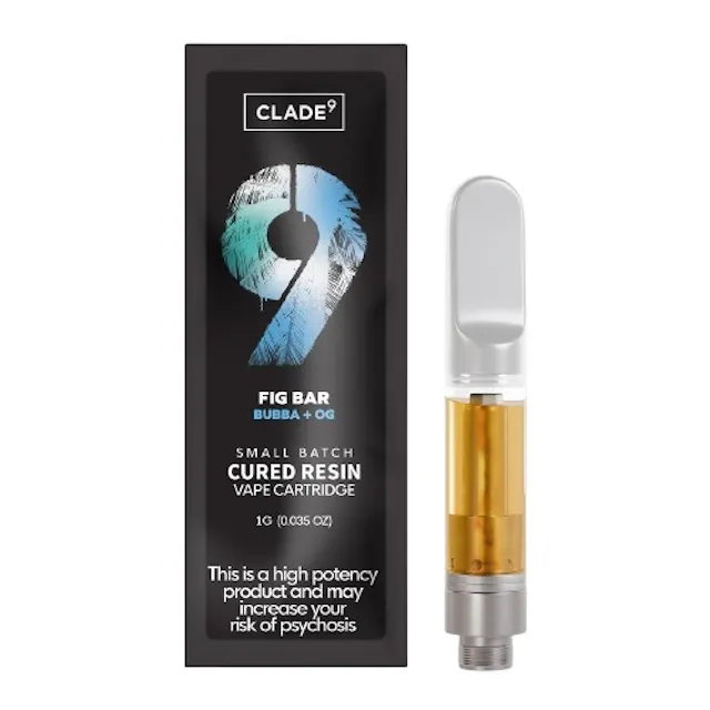 Clade9 Cured Resin Cart Fig Bar 1g (indica, cured resin cartidge)
