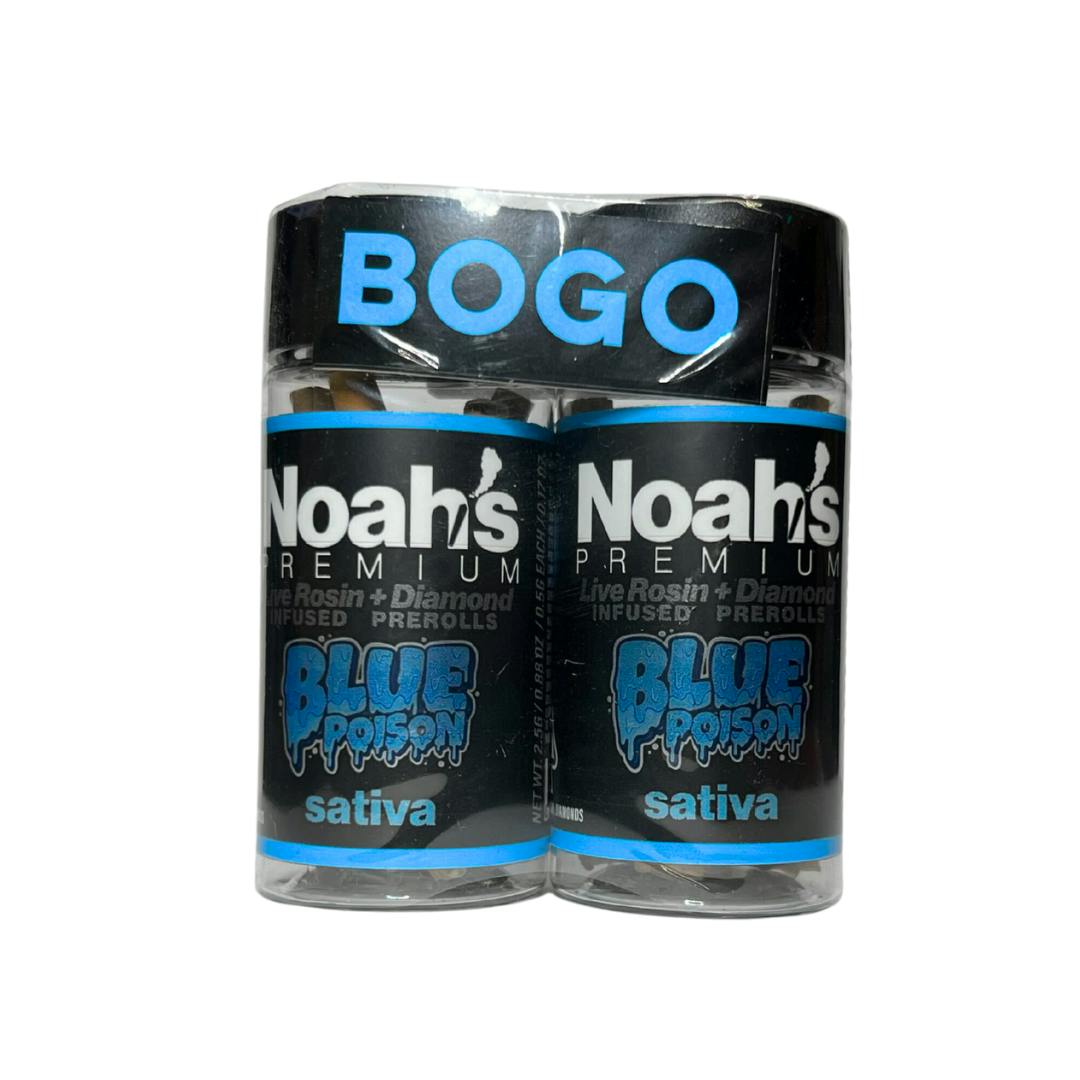 BLUE POISON LIVE ROSIN + DIAMOND INFUSED 5PK PREROLLS (10  PREROLLS TOTAL)