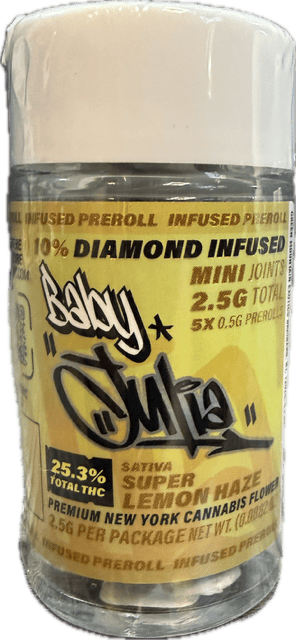 Julia | Infused Preroll | Diamond Infused | Super Lemon Haze | .5g | 5 Pack | 2.5g | Sativa | THC 25.3% Julia