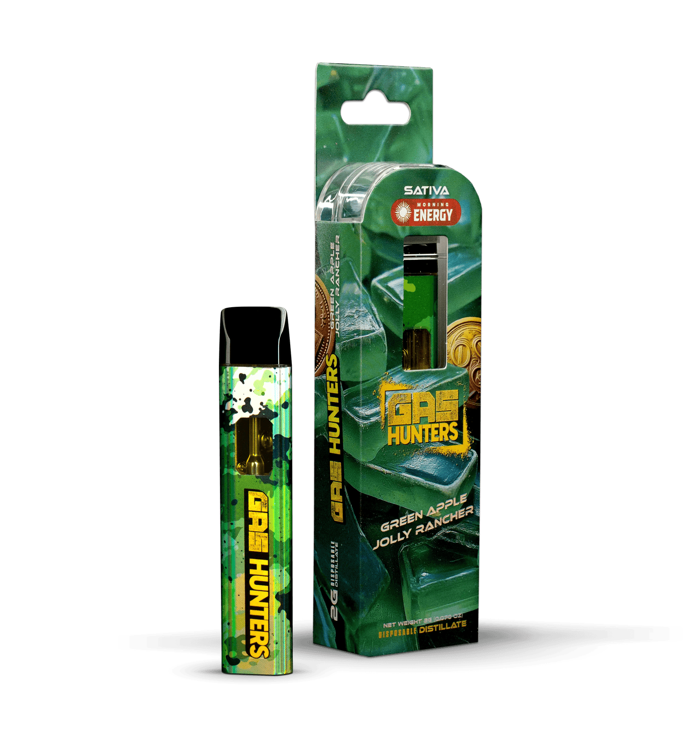 Product: Gas Hunters | Disposable Vape - 2g - Green Apple Jolly Rancher