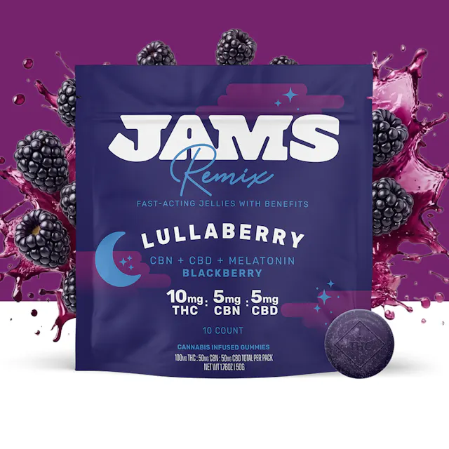 Jams Jellies Lullaberry 2 THC : 1 CBD : 1 CBN 10pk/100mg (indica, edibles, 2.8g)