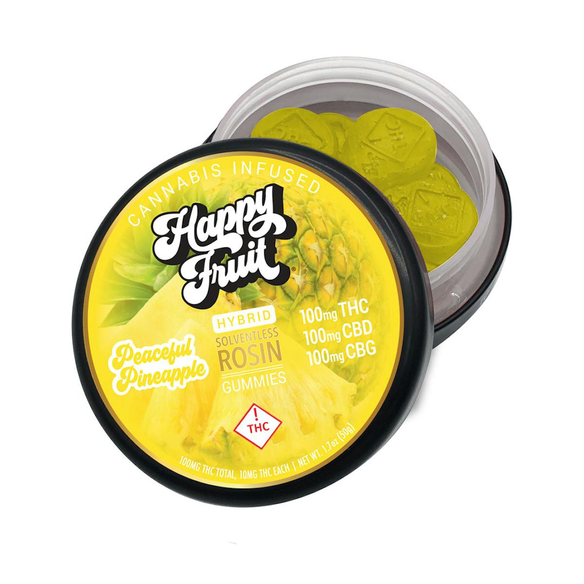 Photo of Happy Fruit | Rosin Gummies | Peaceful Pineapple 1:1:1 (100mg/100mg/100mg)