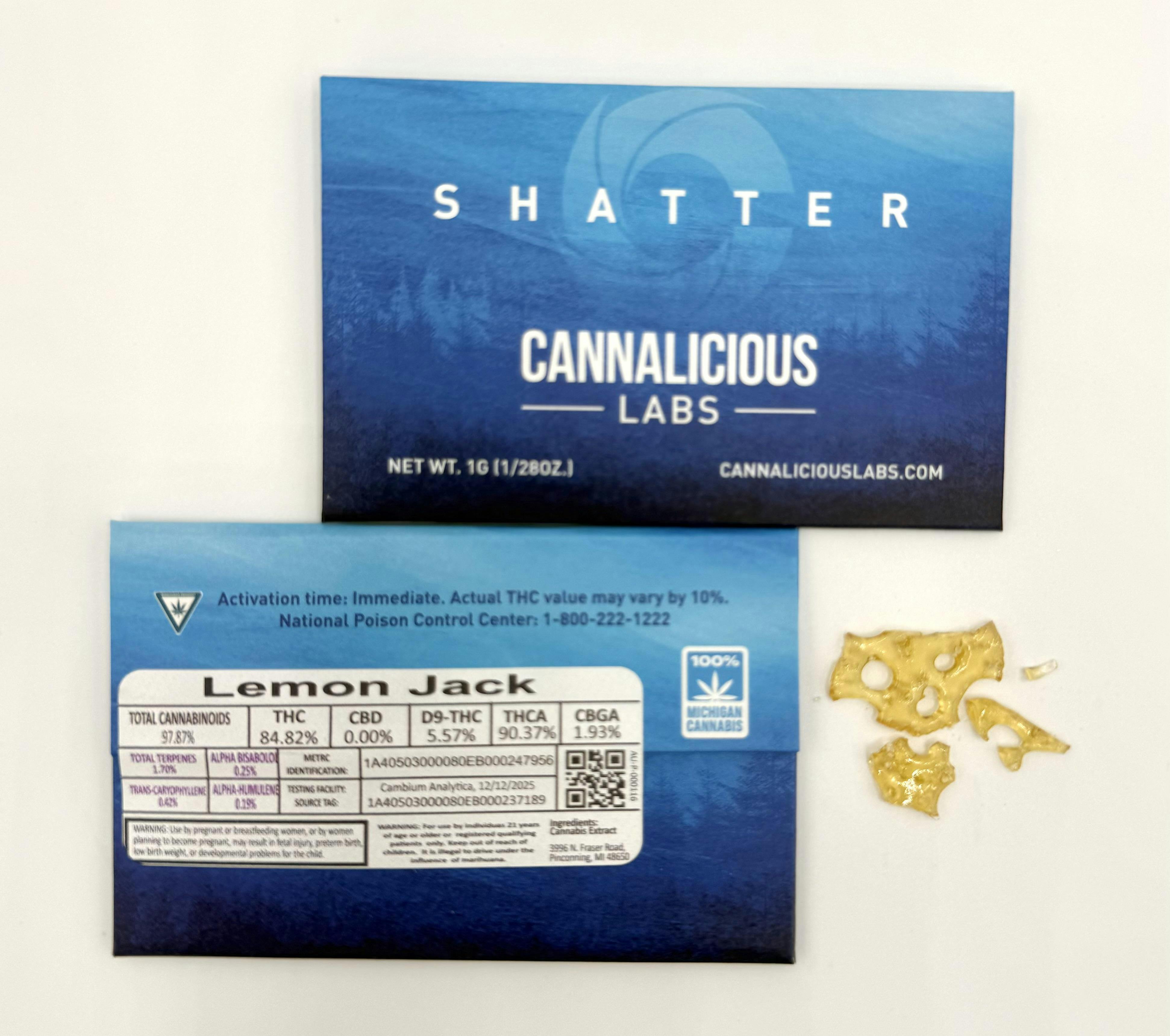 Cannalicious - 1g Shatter - Lemon Jack