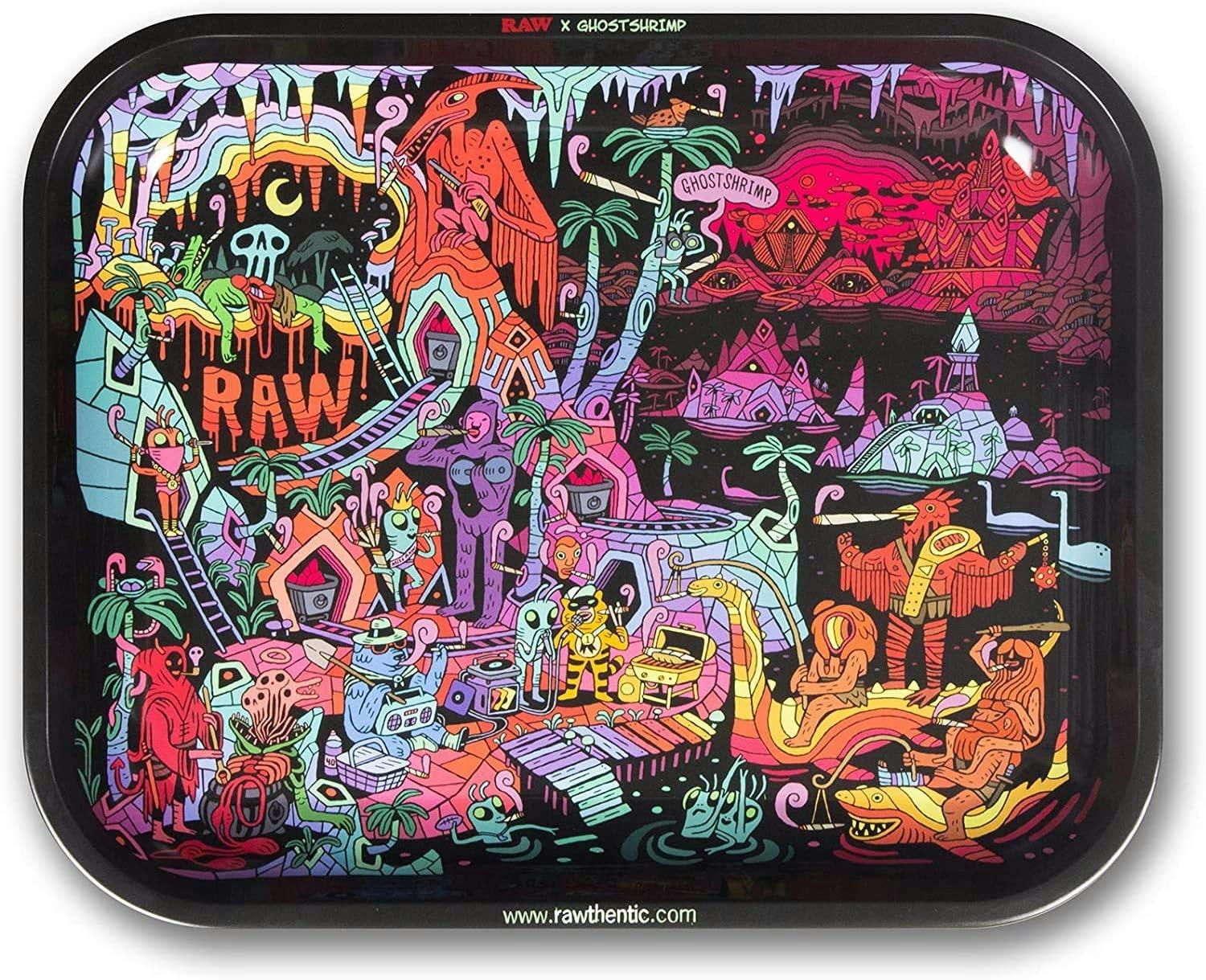 Raw | Large Red Ghost Shrimp Rolling Tray - 13.6in x 11in