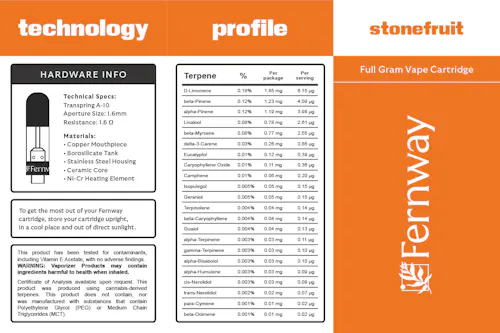 Fernway – Stonefruit 1g Distillate Vape Cartridge (H)-2