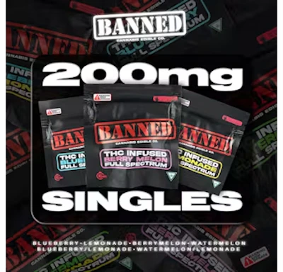 Banned - 200mg Single Gummy - Green Apple - EDIBLES by Banned at King of Budz
