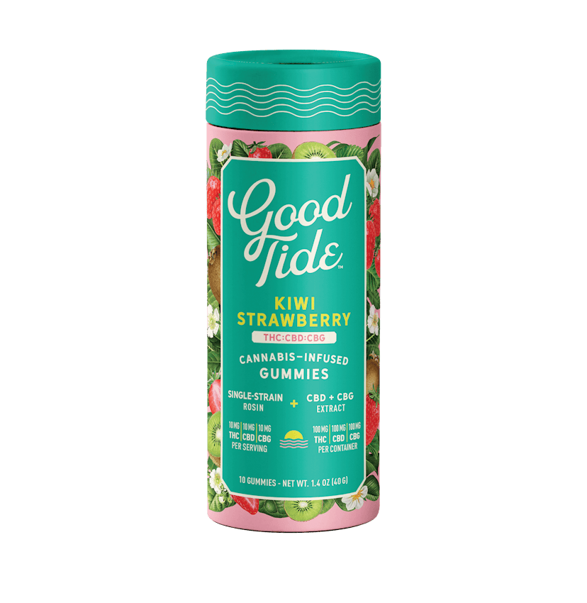 Good Tide - Kiwi Strawberry Hash Rosin Infused CBD:100mg CBG: 100mg THC: 200mg Gummies