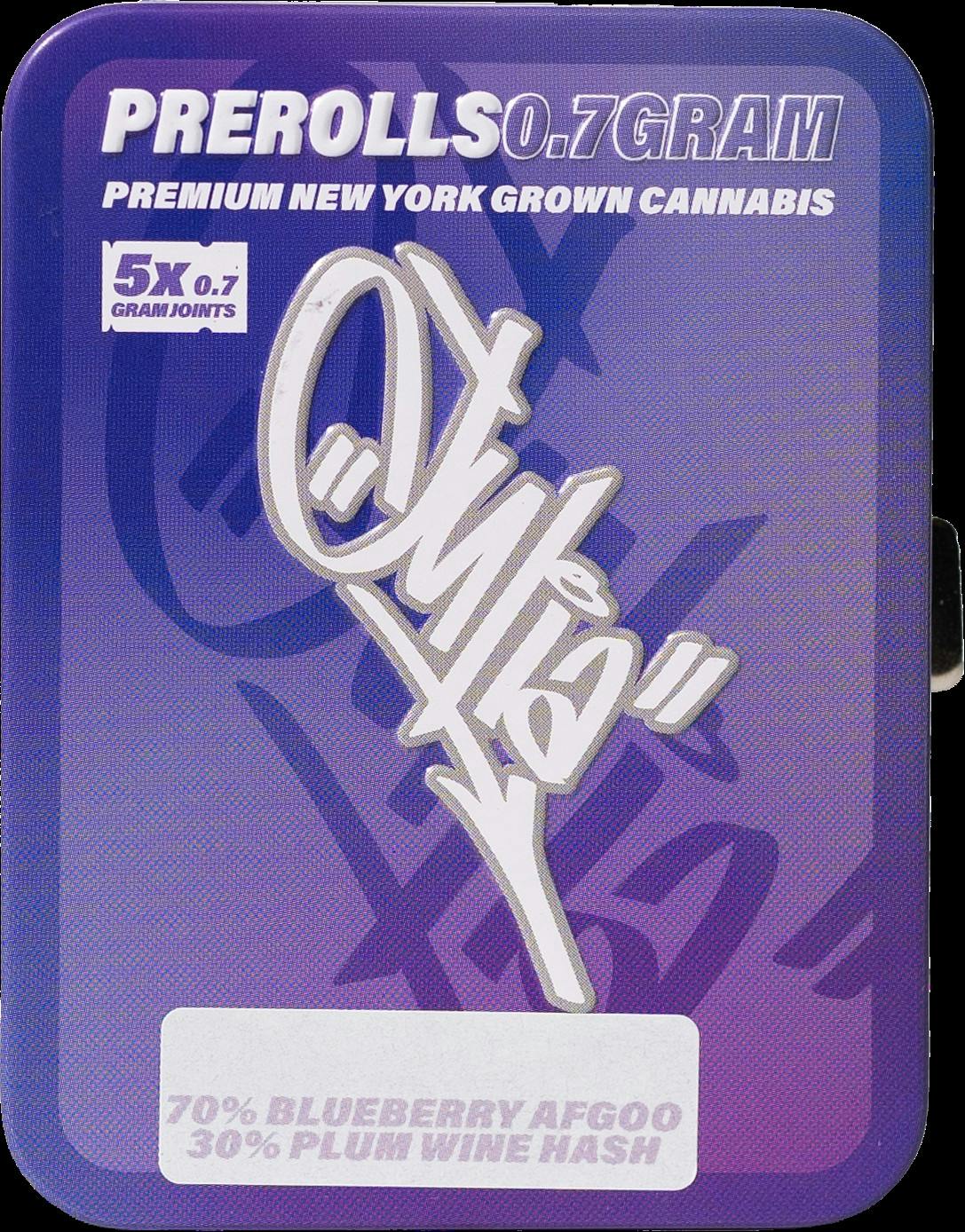 Julia | Infused Prerolls | Hash Infused | Blueberry Afgoo X Plum Wine Hash | .7g | 5 Pack | 3.5g | Indica | THC 33.4% Julia