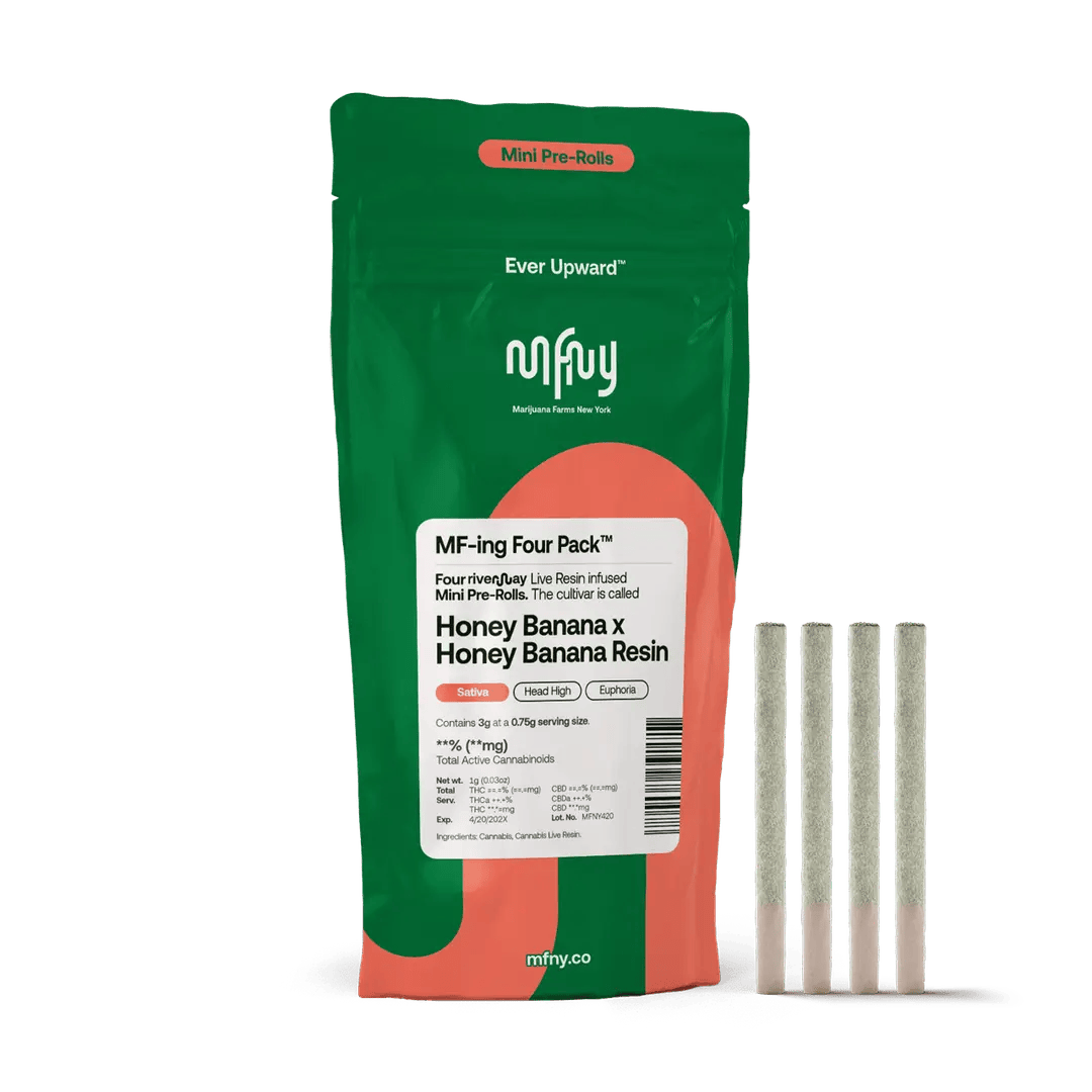 MFNY - 4 Pack .75g Live Resin Infused Prerolls - Honey Banana x Honey Banana