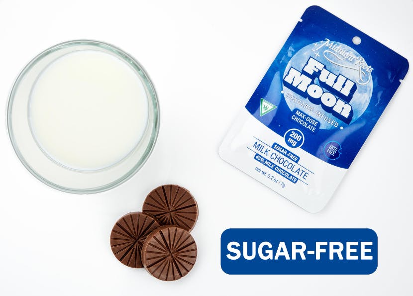 Product: Sugar Free Milk Chocolate | 200mg x 1pk | Full Moon | Midnight Roots