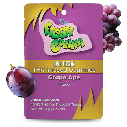 Fresh Canna Grape Ape Live Resin Gummies 200mg Rec-1
