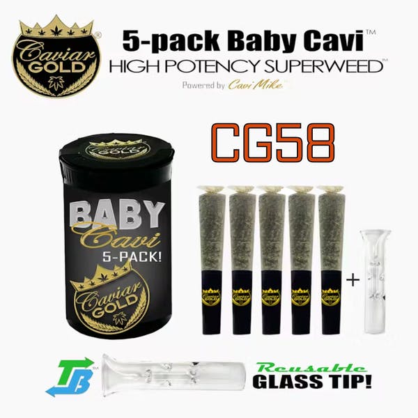 CAVIAR GOLD | CG 58 (BABY CAVI) | INFUSED PRE-ROLLS | 5 x 0.5G HYBRID