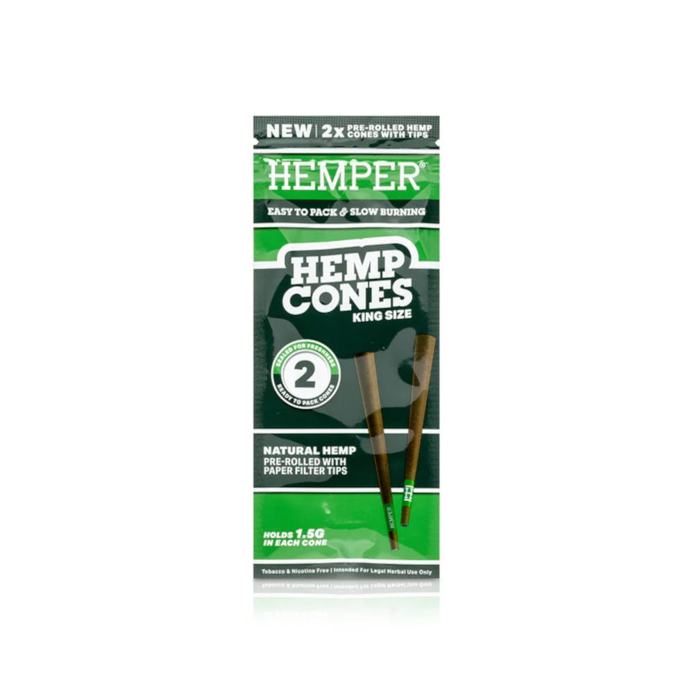 Hemper | Cones | King Size w/ Paper Tip | Natural | 2 Pack