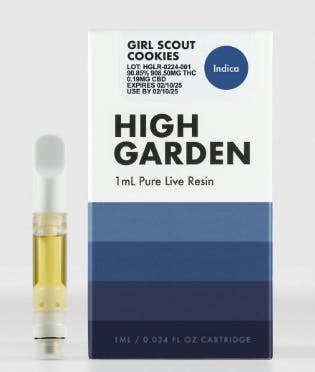 High Garden 1ml Pure Live Resin Cartridge  - Girl Scout Cookies