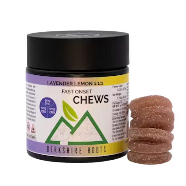 Lavender Lemon 1:1:1 (THC:CBD:CBN) - 20pk 100mg Fast Onset Chews - Berkshire Roots