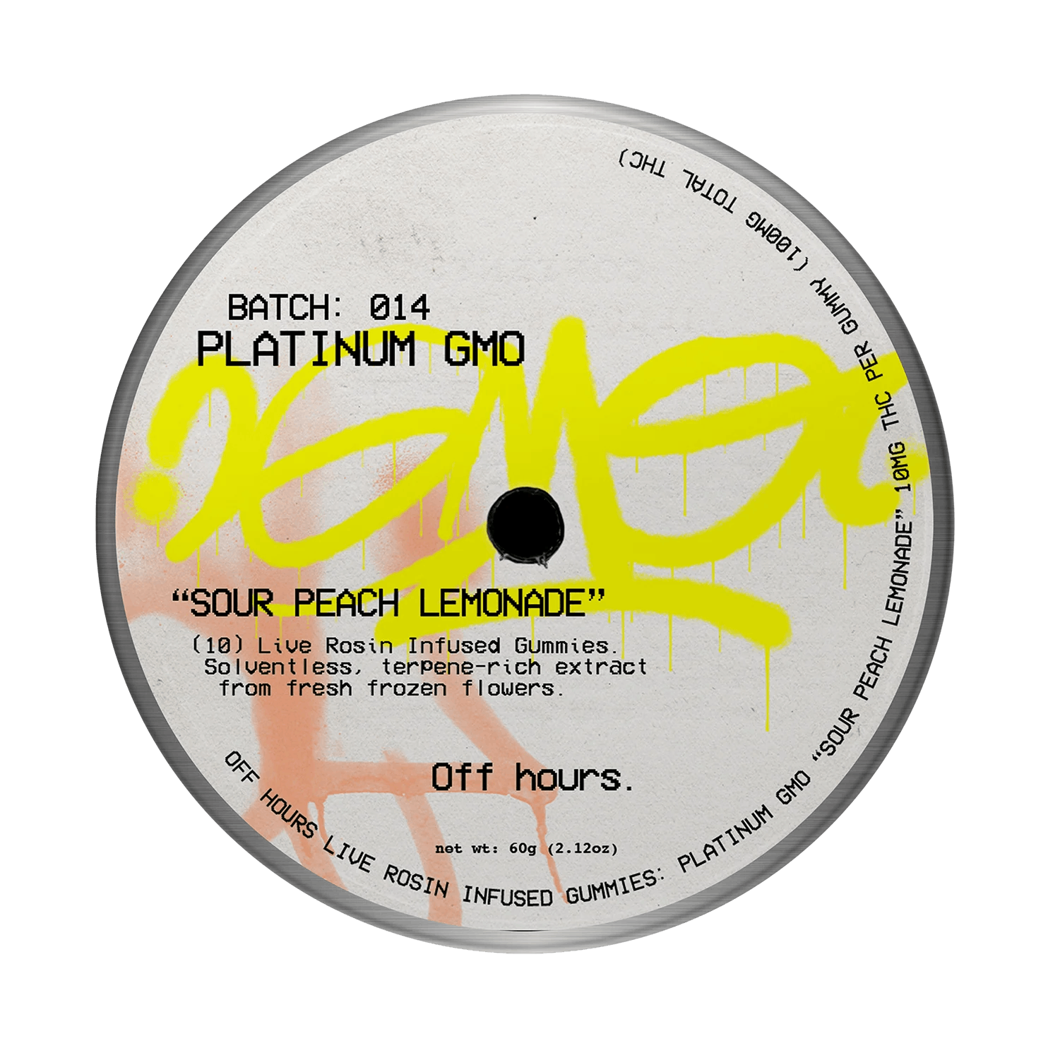 Photo of Off Hours – Sour Peach Lemonade (Platinum GMO) Live Rosin Gummies 10pk 100mg THC
