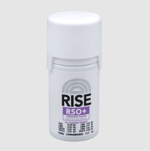 Product: RSO Tablets | 10mg THC x 20pk | Permanent Marker | Live Resin | RISE