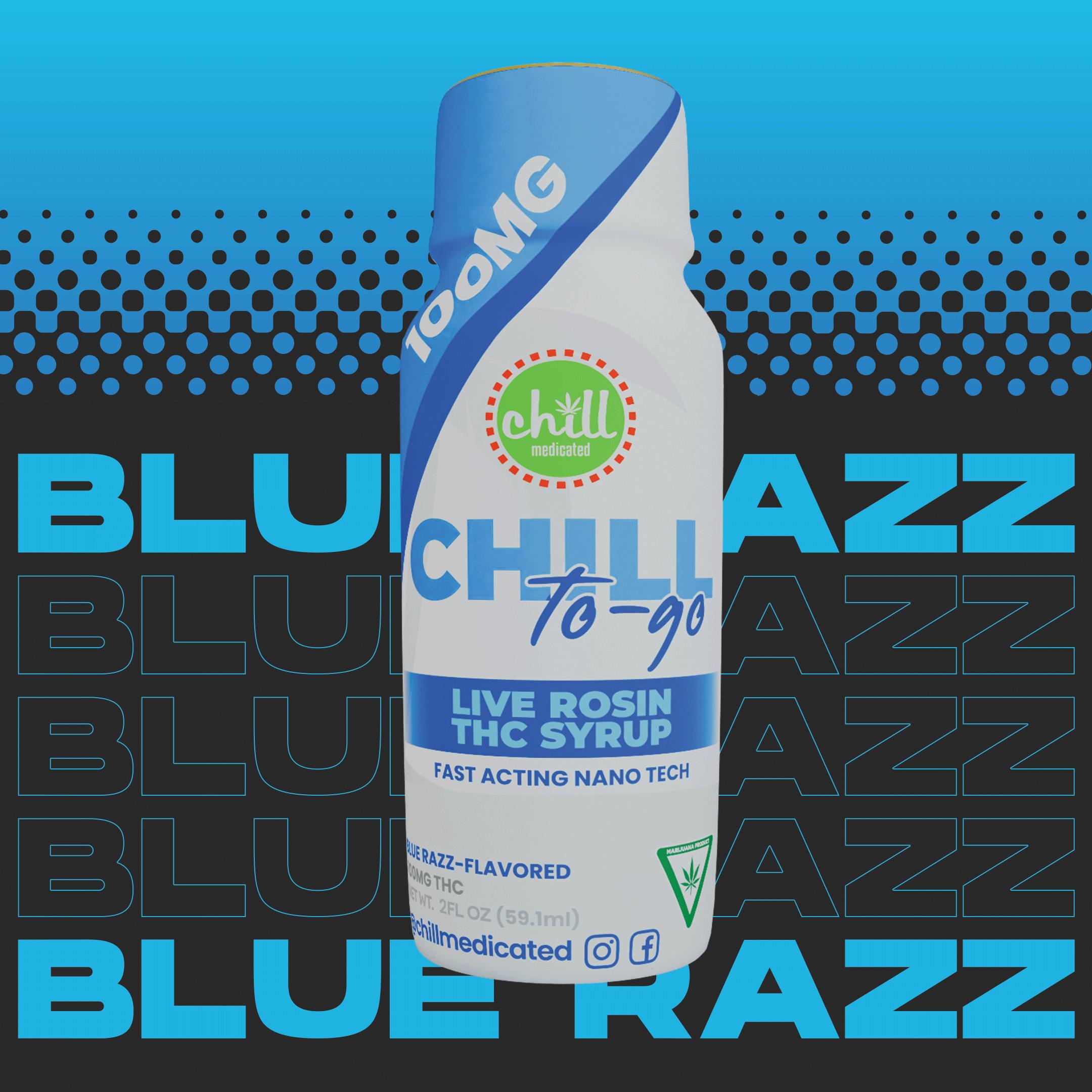Product: Chill Medicated | Live Rosin Syrup-To-Go - Blue Razz - 100mg