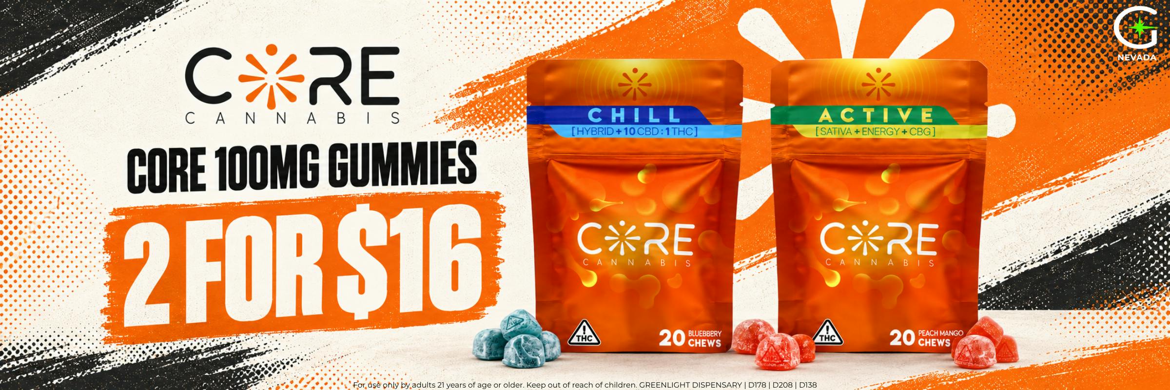 2/$16 CORE 100MG Gummies