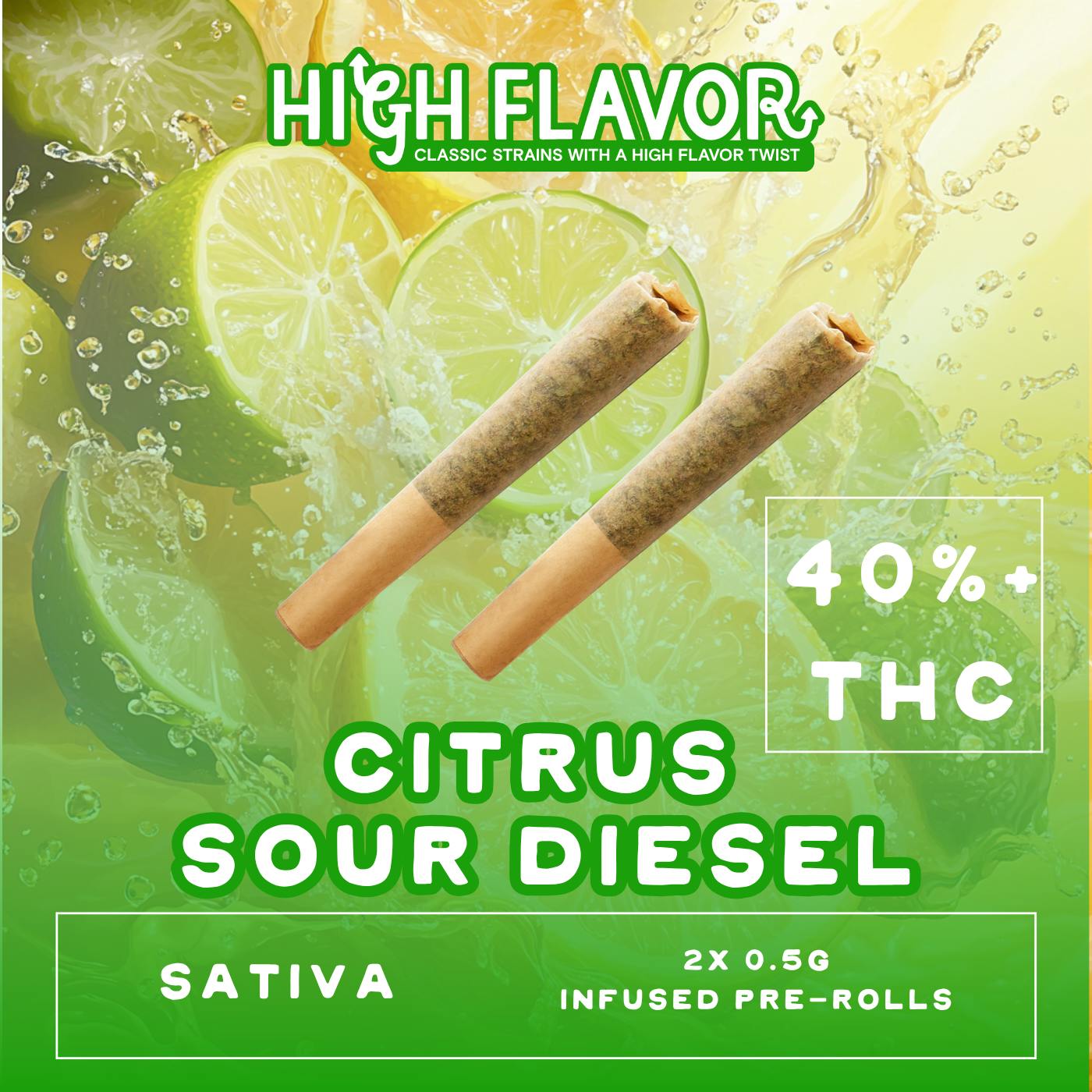 New!!! Citrus Sour Diesel Infused Pre-Roll I .5G 2 Pack