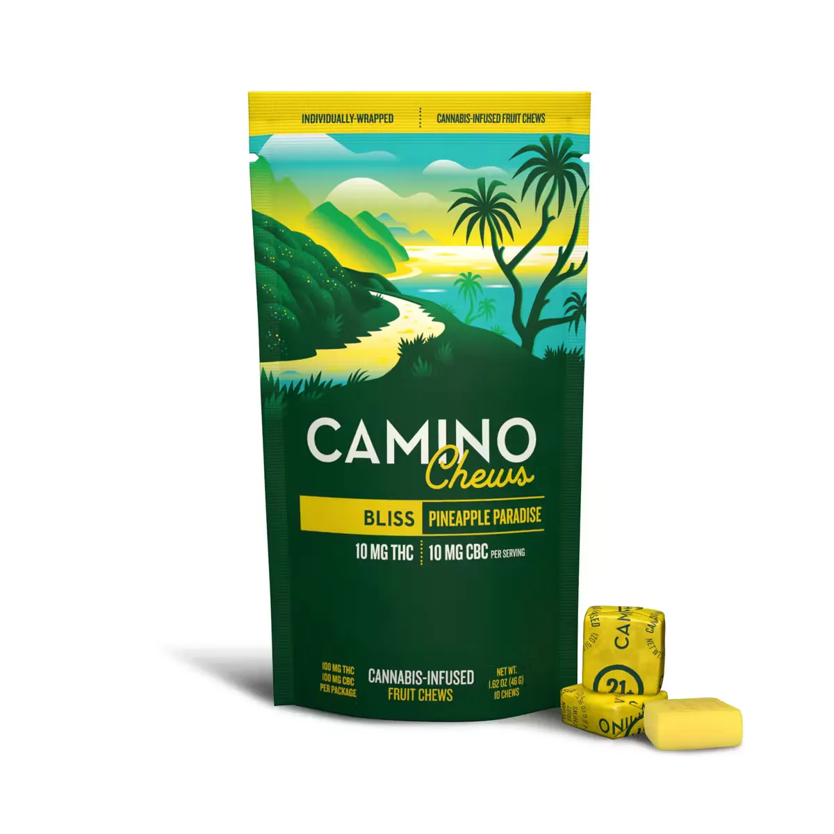 Pineapple Paradise 'Bliss' Camino Chews 10mg THC: 10mg CBC [10pk