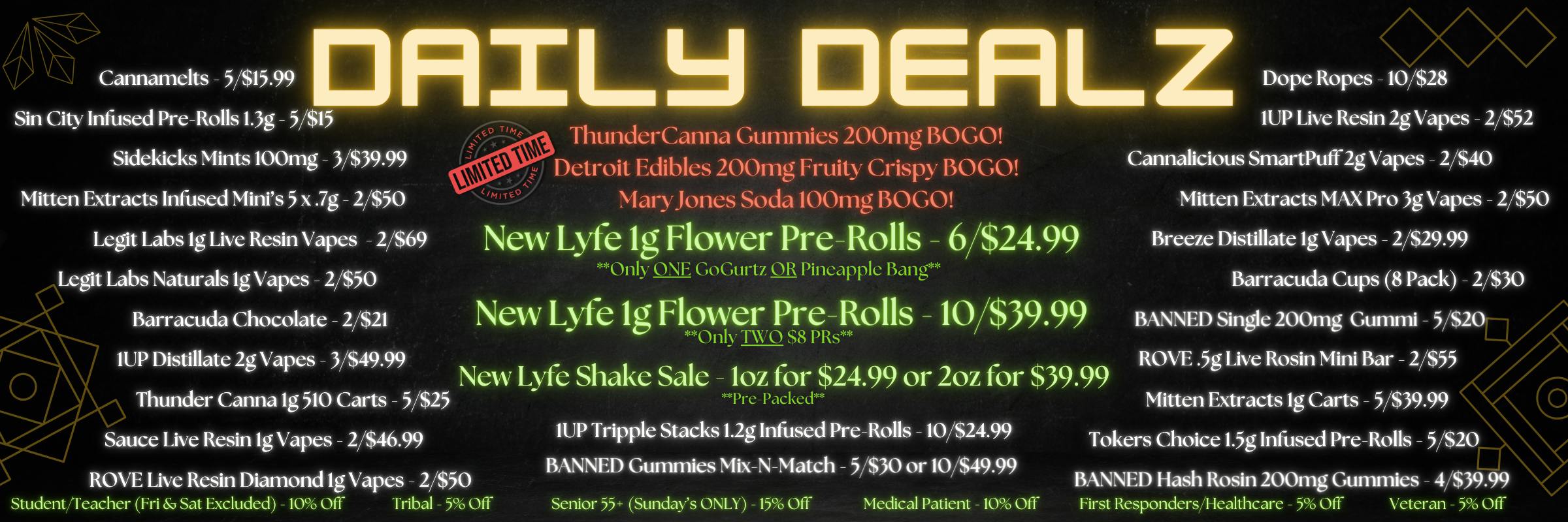 Dispensary Cannabis Weed Bud Pot Marijuana Deals Award Winning #1 Flower High Times Winner  near me Edibles Drinks preroll