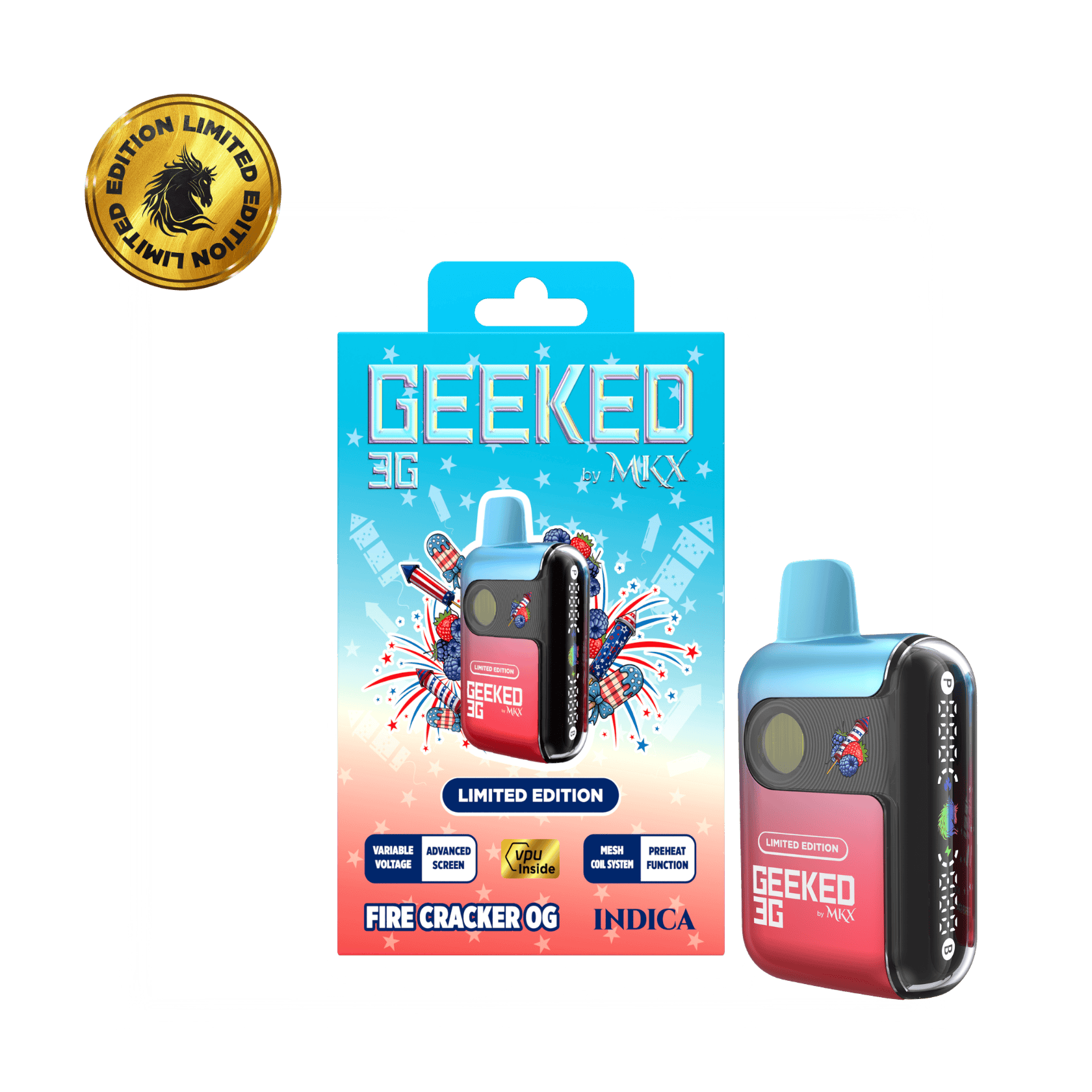 GEEKED by MKX - 3G Disposables LIMITED EDITION - Fire Cracker OG - Indica