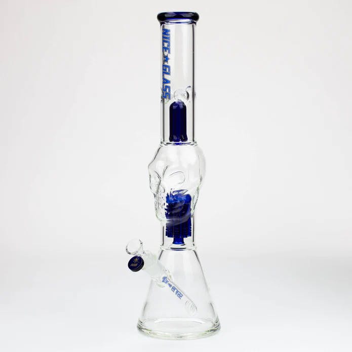High-End Brands Glass - NG- 19 inch Skull Head 6-Arm Tree Percolator Bong - Blue