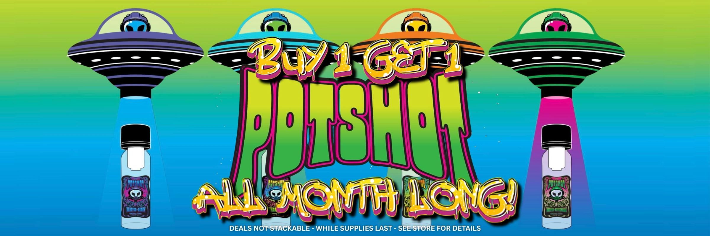 Buy 1 Get 1 Potshots all month long in September at NOBO in Benton Harbor