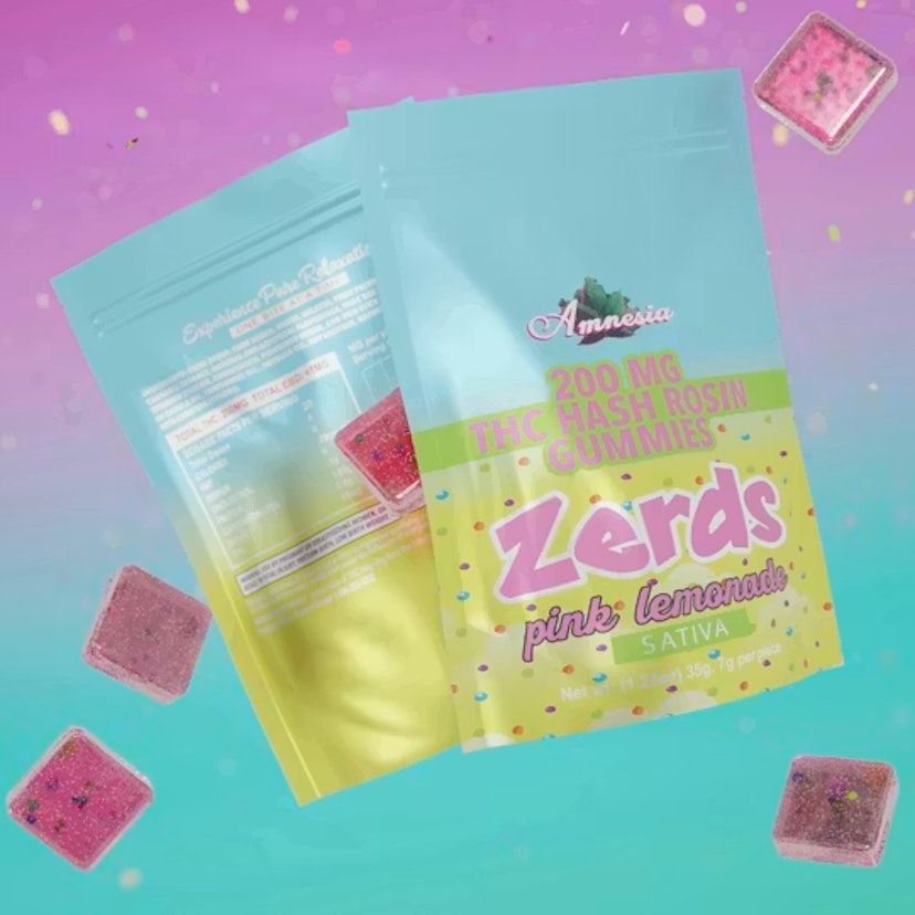 Amnesia | 200mg 5pk Zerds Hash Rosin Gummies | Pink Lemonade