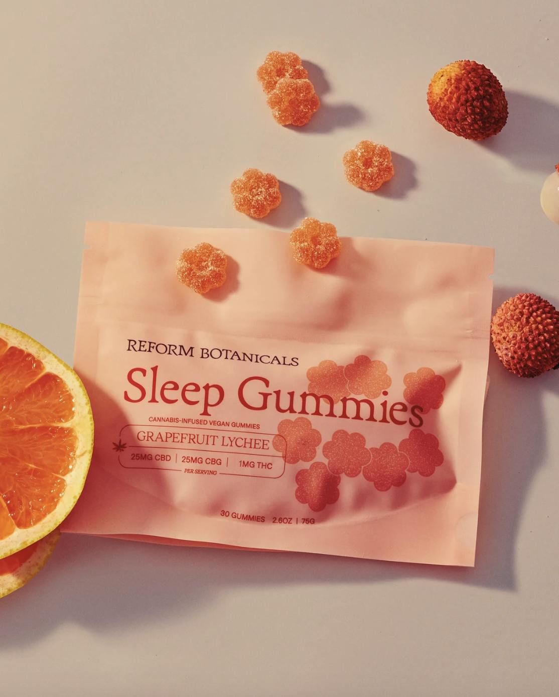 Reform Botanicals-Sleep Full Spectrum CBD + CBG Gummies, Grapefruit Lychee, 10 Count