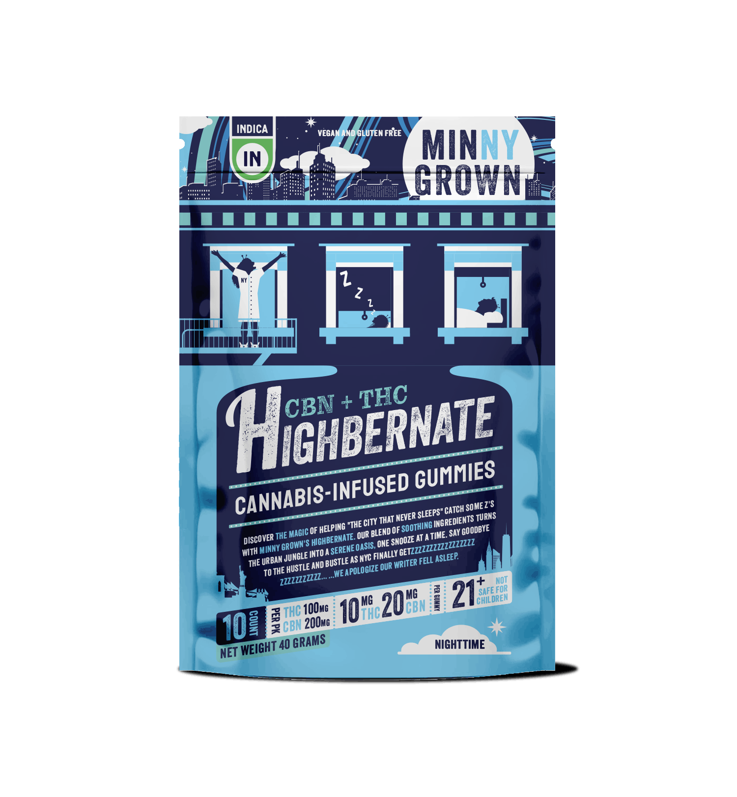Product Minny Grown - Highbernate - 10mg THC - 20mg CBN - 100mg - Gummies