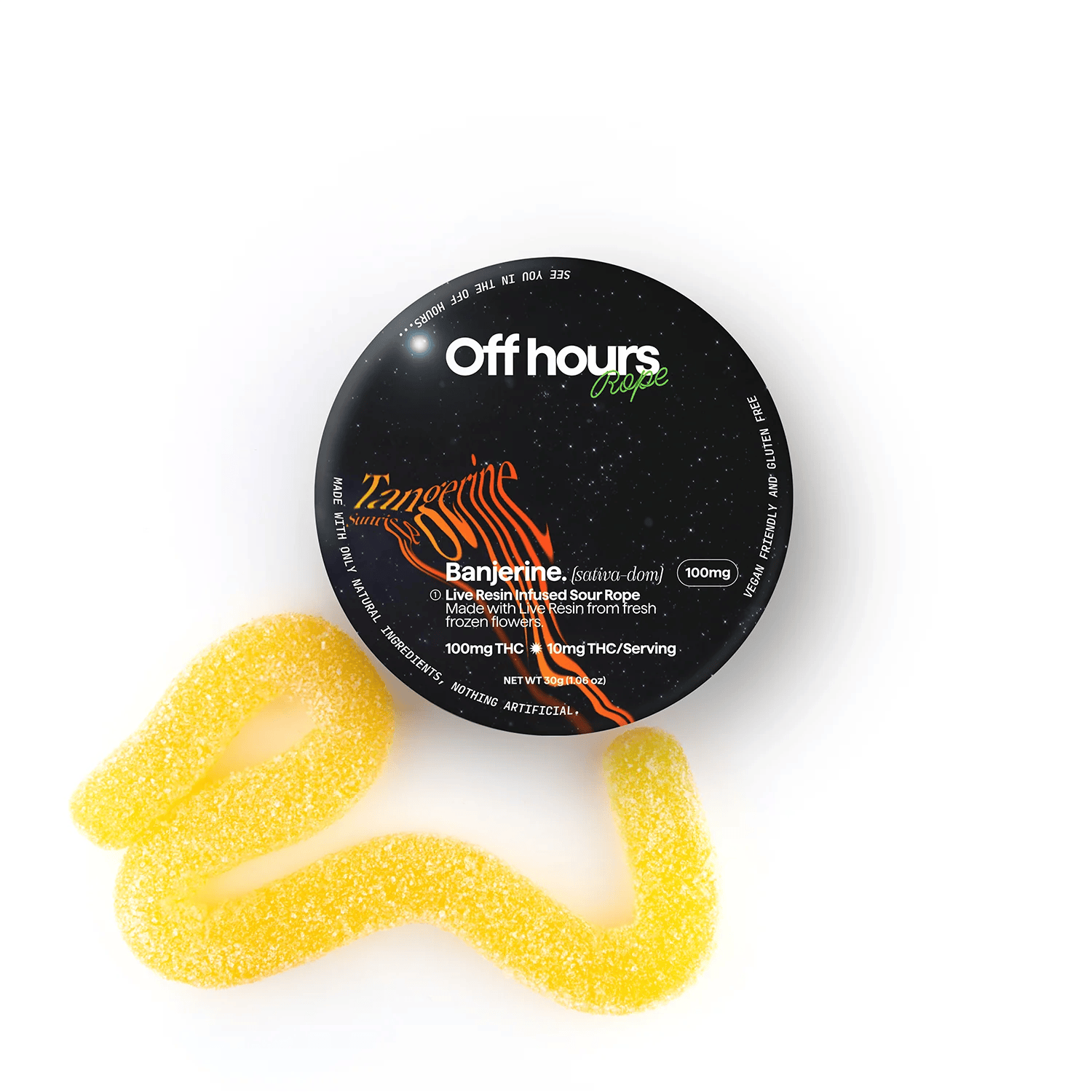 Banjerine - Sour Tangerine Sunrise Sativa | Live Resin Sour Gummy Rope (100mg)