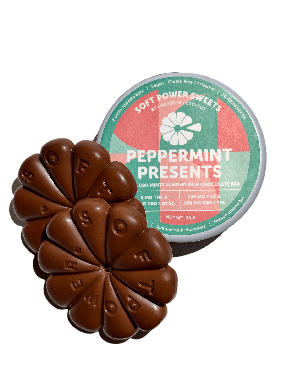 Photo of Soft Power Sweets – Peppermint Presents CBD MInty Almond Milk Chocolates 2pk 100mg